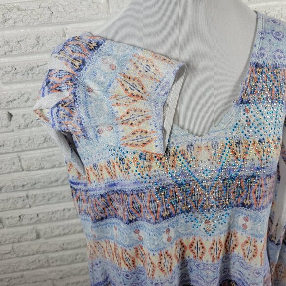 Reba Blue and Orange Patterned Tunic - Picture 5 of 9